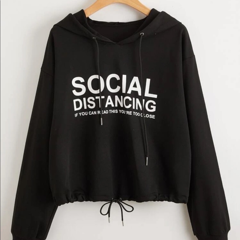 Social Distance Crop Hoodie